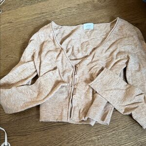 Soft cropped tan Aritzia sweater
